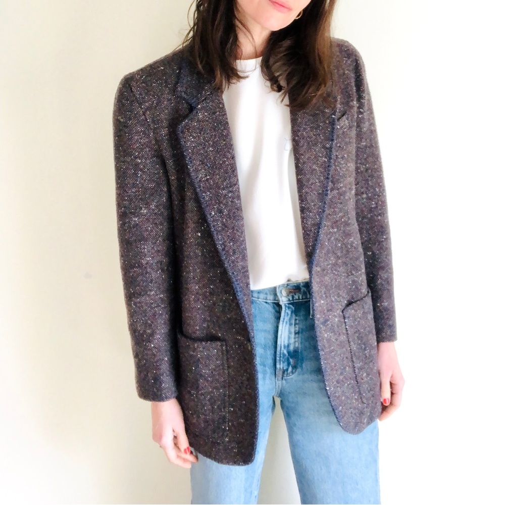 Tweedy square cut wool blazer - Picture 1 of 16